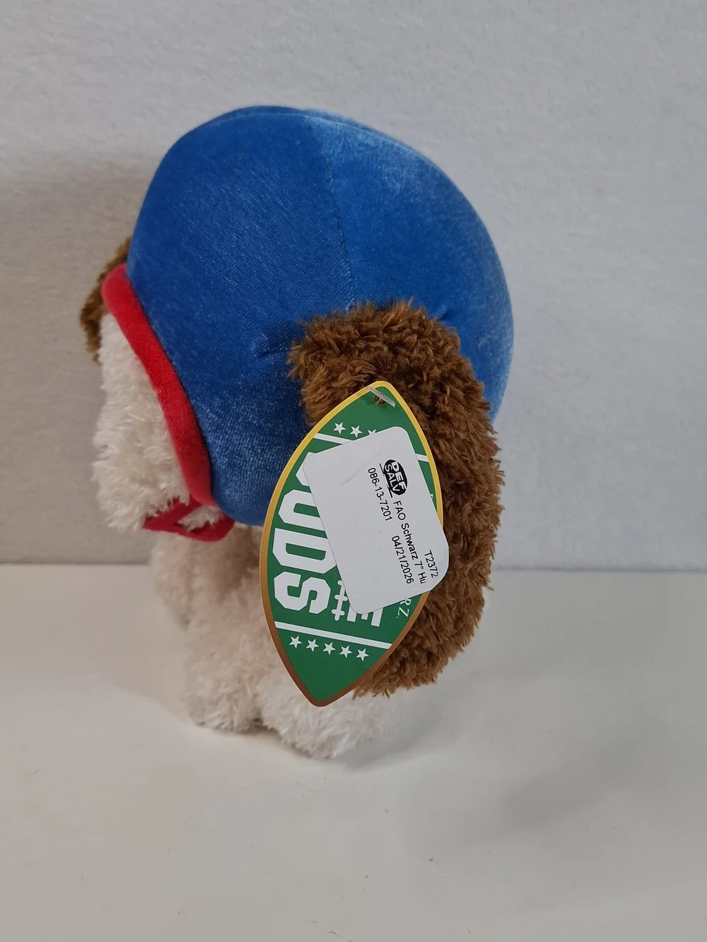 FAO schwartz Plush Dog Toy with Blue Football  Helmet -